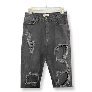 Vibrant MIU Boyfriend Jeans Distressed Denim Zip Fly Closure Denim Black W US 9